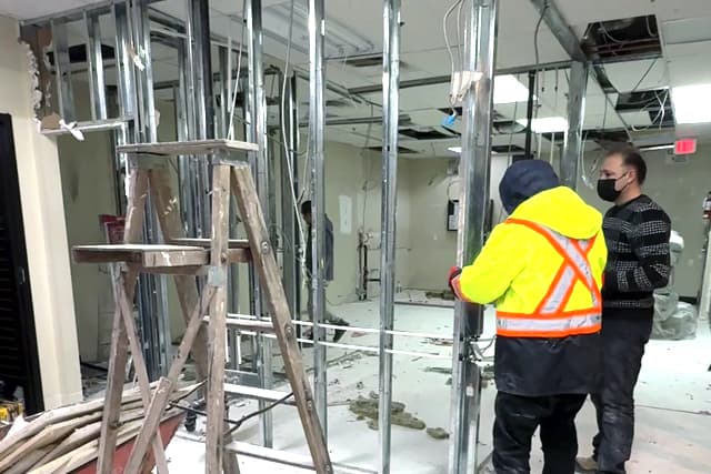 Cold formed steel installation at a construction site